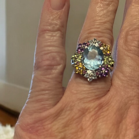 925 Silver Aquamarine Ring - Picture 6 of 7